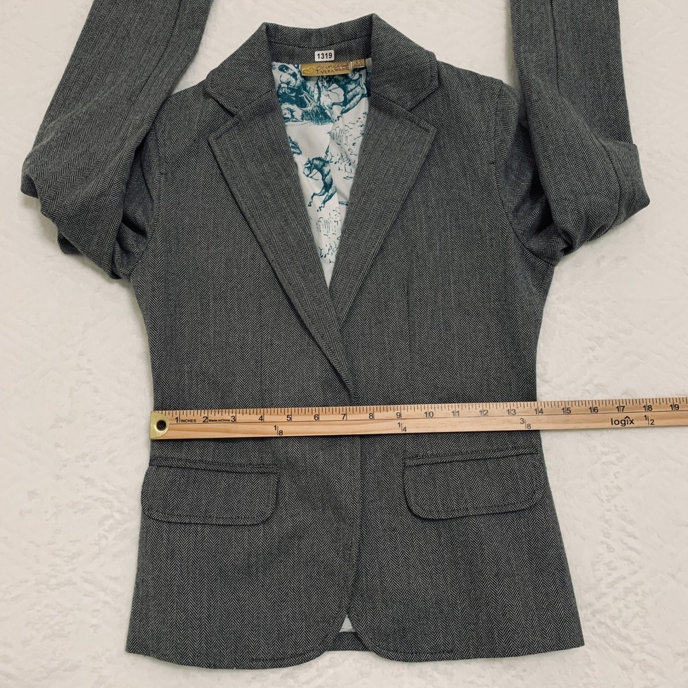 Princess Vera Wang Blazer Women's XS Grey Herringbone Heart Button Toile Jacket - Picture 6 of 10